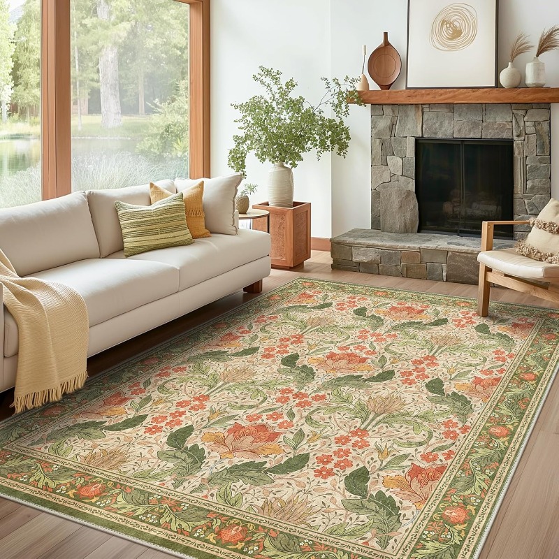 Vintage Coffee Equipment - Vintage Floral Rug Carpet for Living