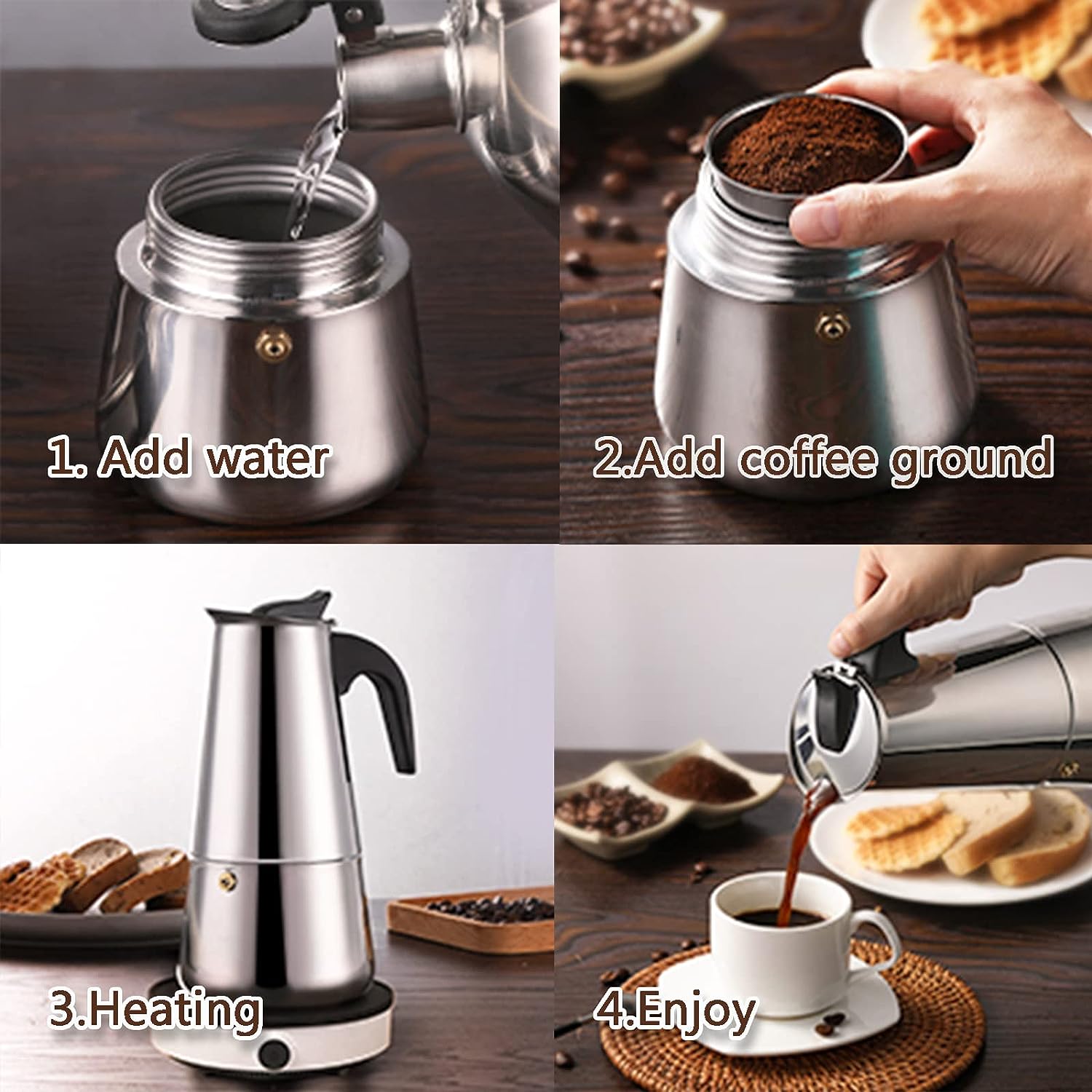 4/6/9 ly Moka nồi Caffe máy Es - đánh giá và giá Coffee Equipment Tools